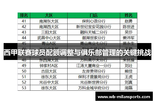 西甲联赛球员配额调整与俱乐部管理的关键挑战